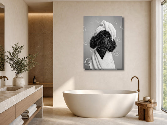 Obraz do łazienki Pies w ręczniku i turbanie mockup 1