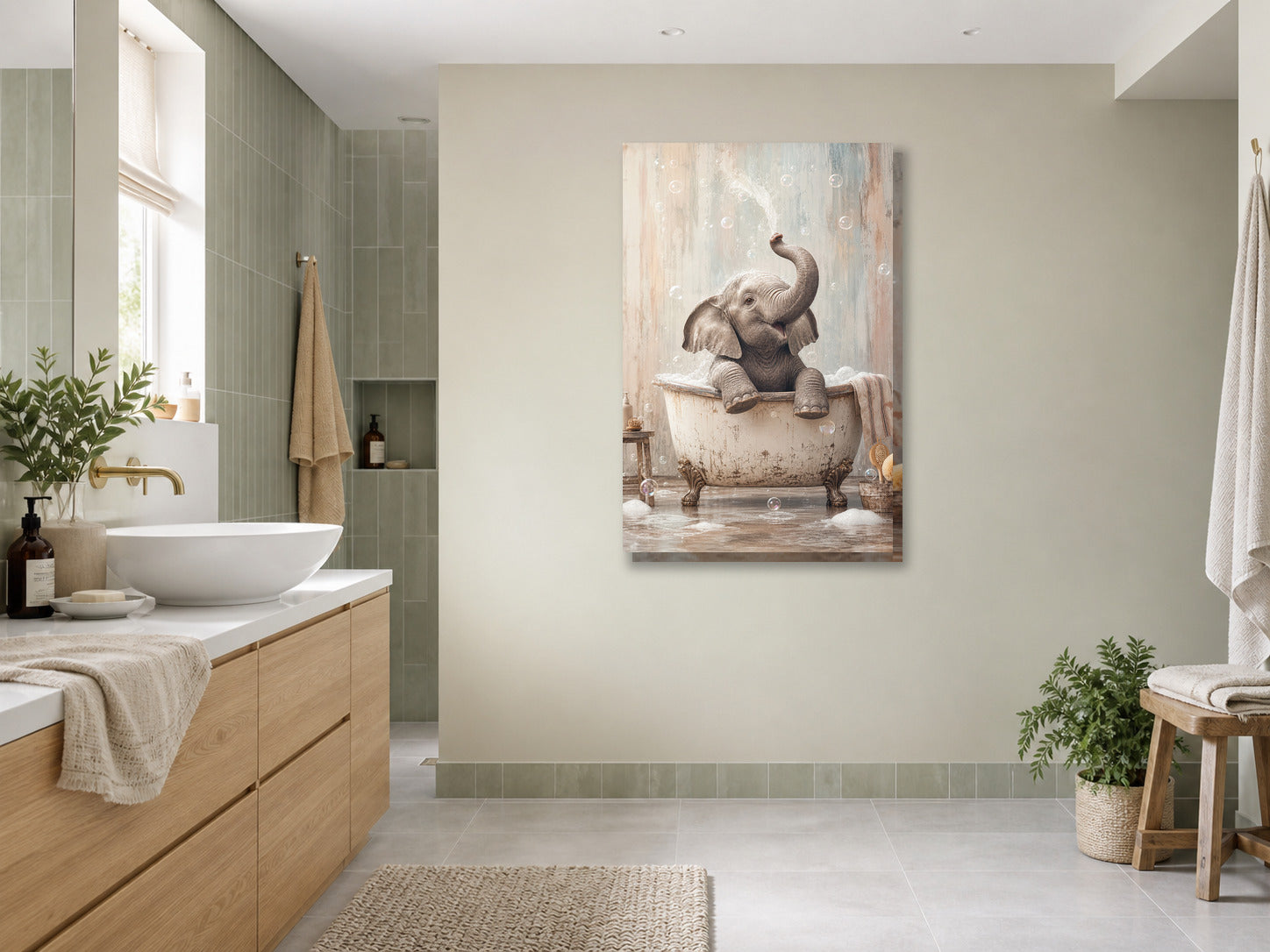 Obraz do łazienki Słonik w wannie mockup 3