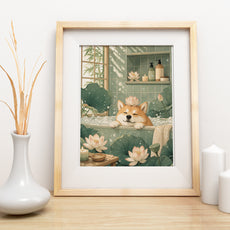 Obraz do łazienki Shiba Inu w wannie spa mockup 5
