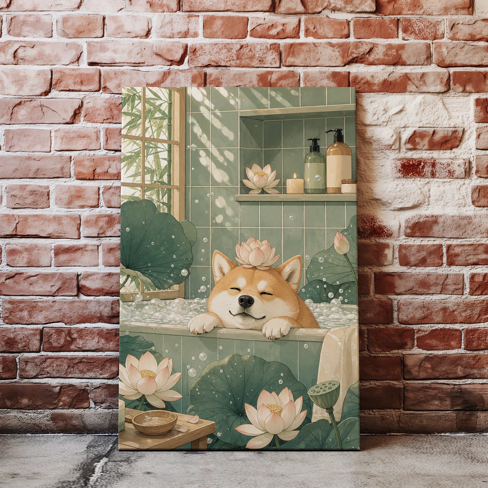 Obraz do łazienki Shiba Inu w wannie spa glowne