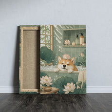 Obraz do łazienki Shiba Inu w wannie spa mockup 7