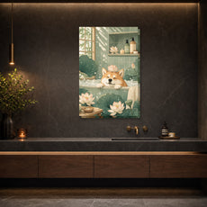 Obraz do łazienki Shiba Inu w wannie spa mockup 2