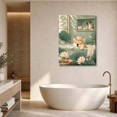 Obraz do łazienki Shiba Inu w wannie spa mockup 1