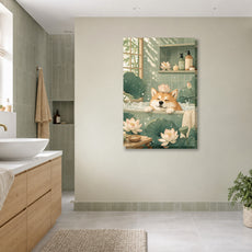 Obraz do łazienki Shiba Inu w wannie spa mockup 3