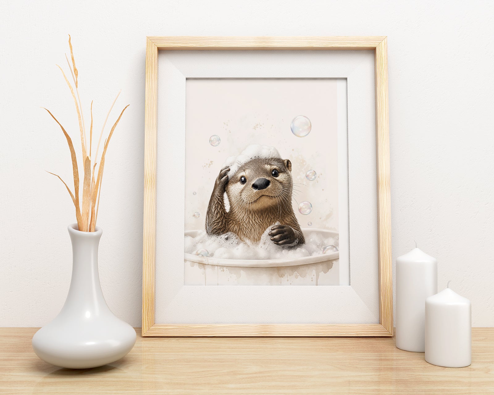 Obraz do łazienki Wydra w pianie mockup 2