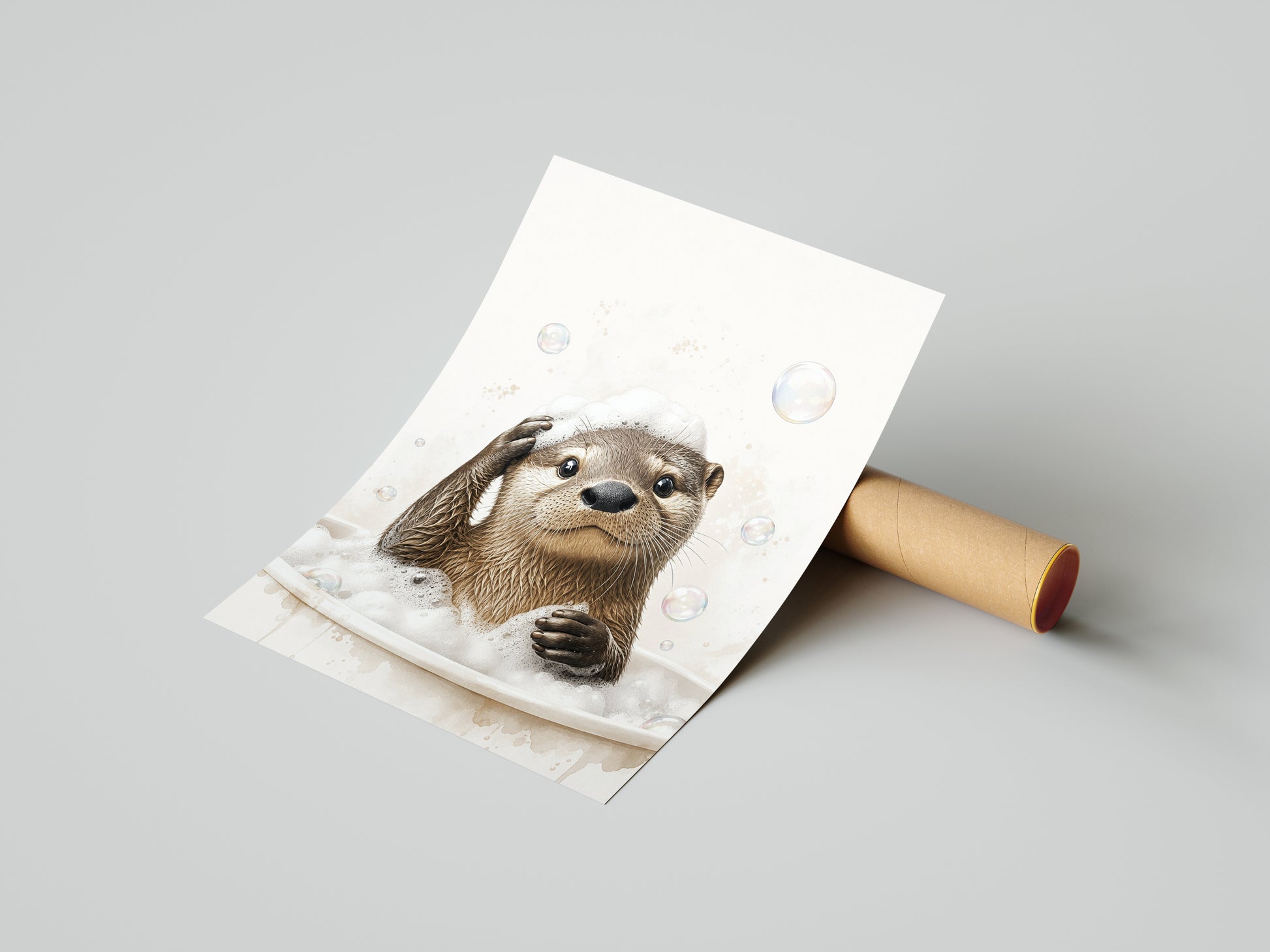 Obraz do łazienki Wydra w pianie mockup 3