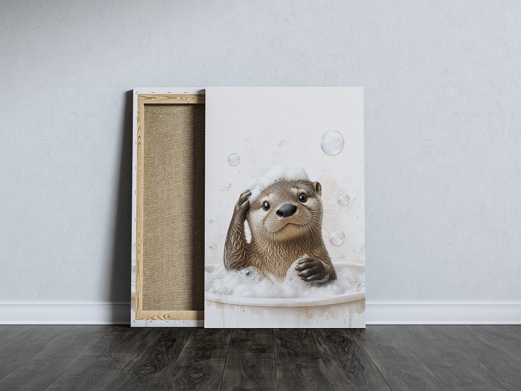 Obraz do łazienki Wydra w pianie mockup 4