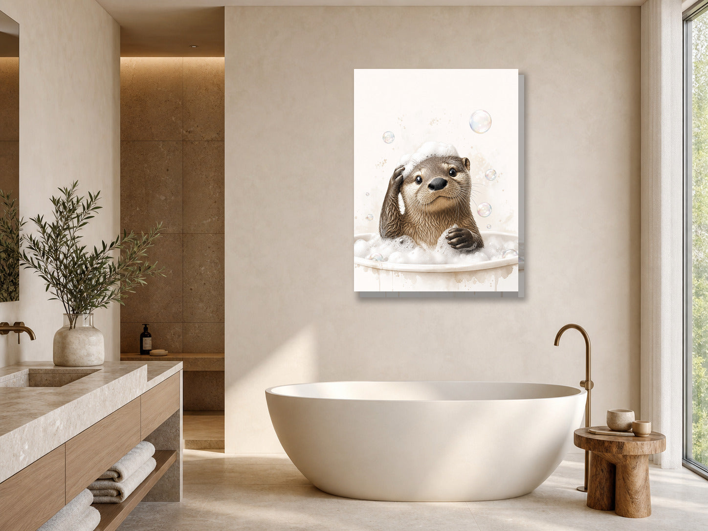 Obraz do łazienki Wydra w pianie mockup 1