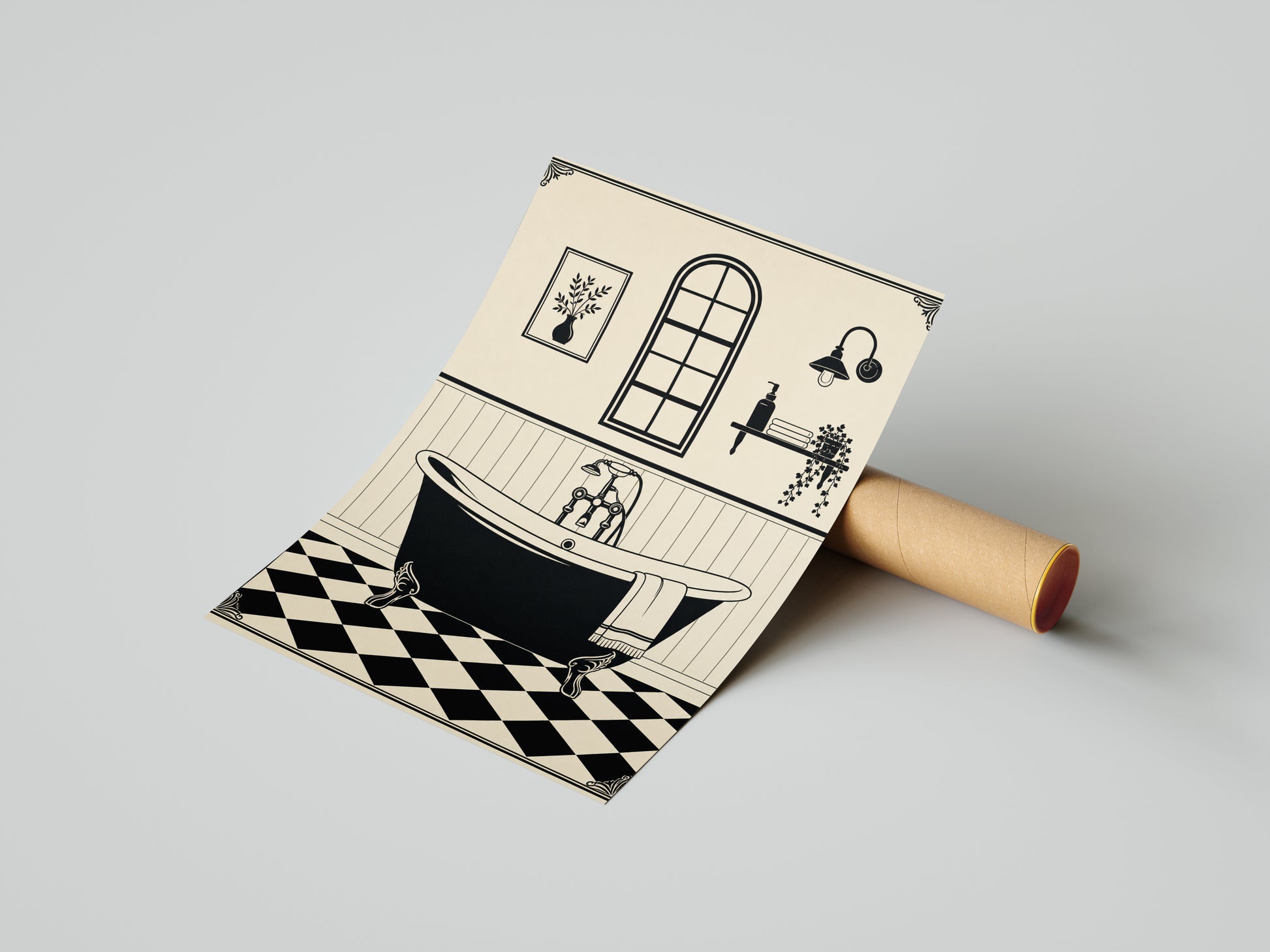 Obraz do łazienki z wanną retro | styl vintage mockup 6