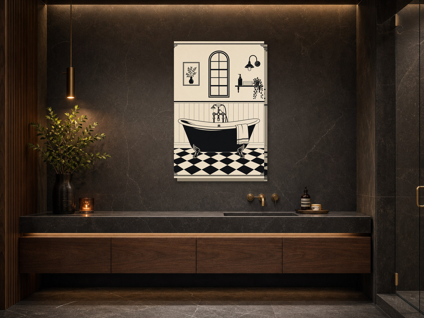 Obraz do łazienki z wanną retro | styl vintage mockup 2