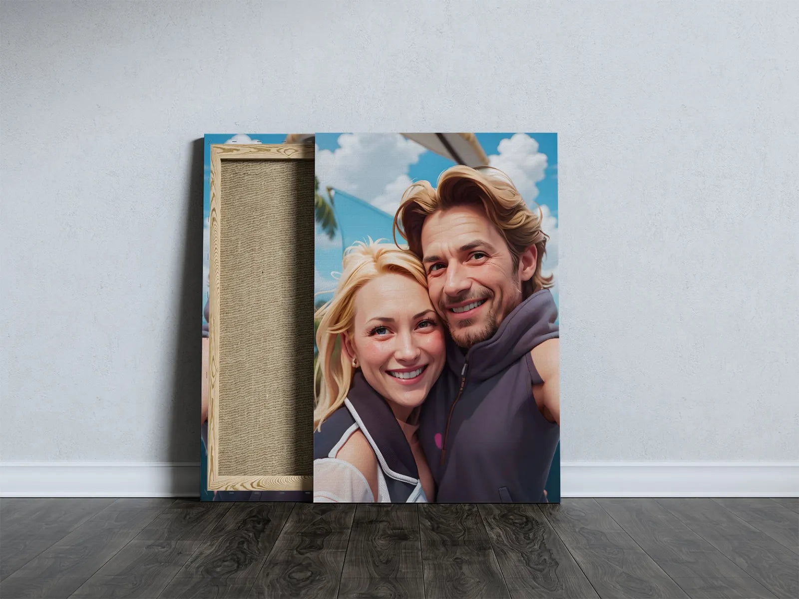 Canvas print of a smiling couple in Summer Realism 3D style