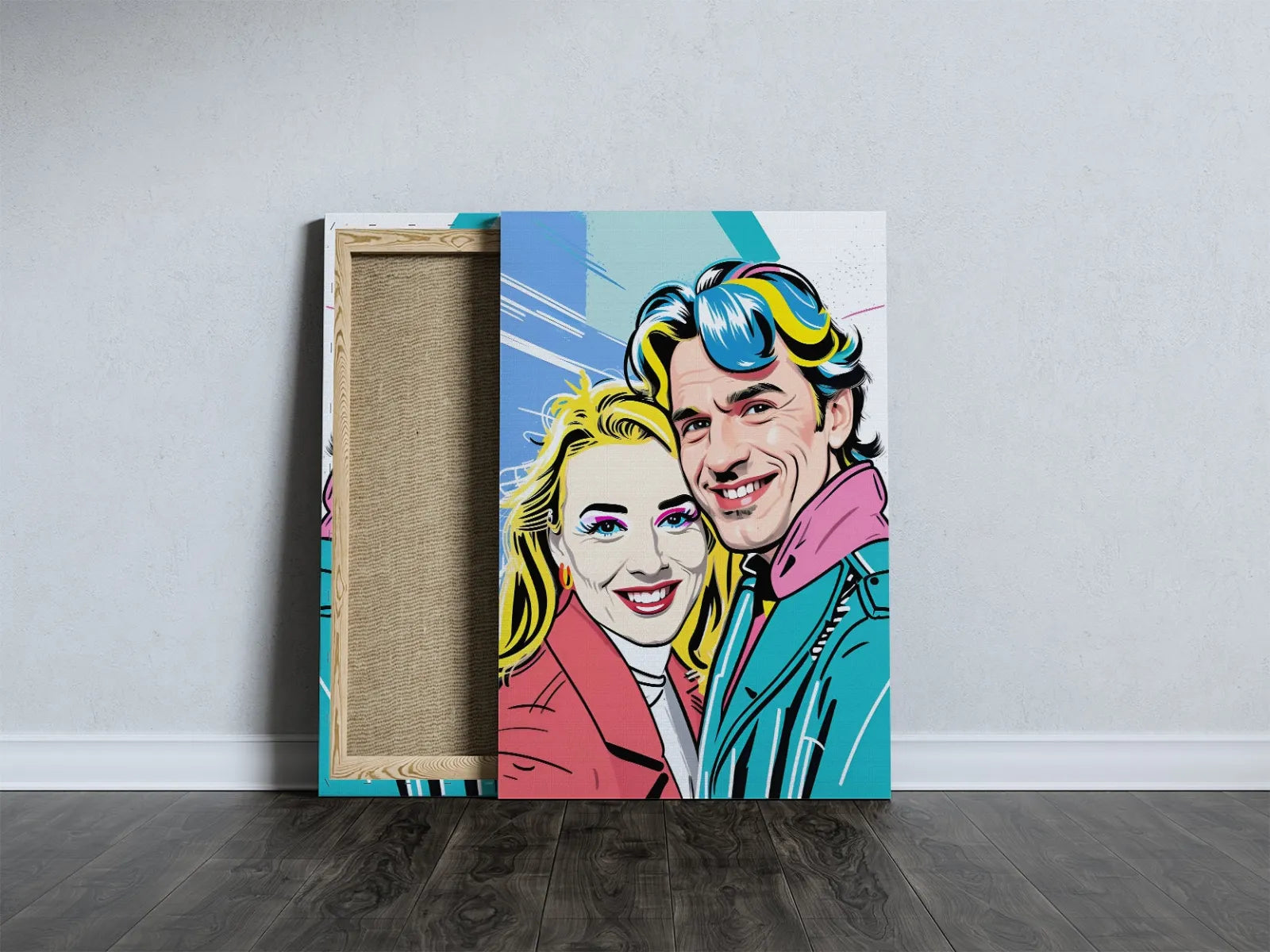 Pop art canvas print przedstawiający parę w stylu pop-art