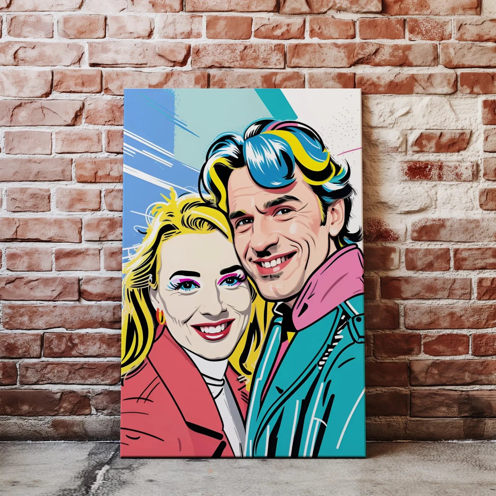 Pop art portret pary w produkcie Obraz ze zdjęcia w stylu pop-art