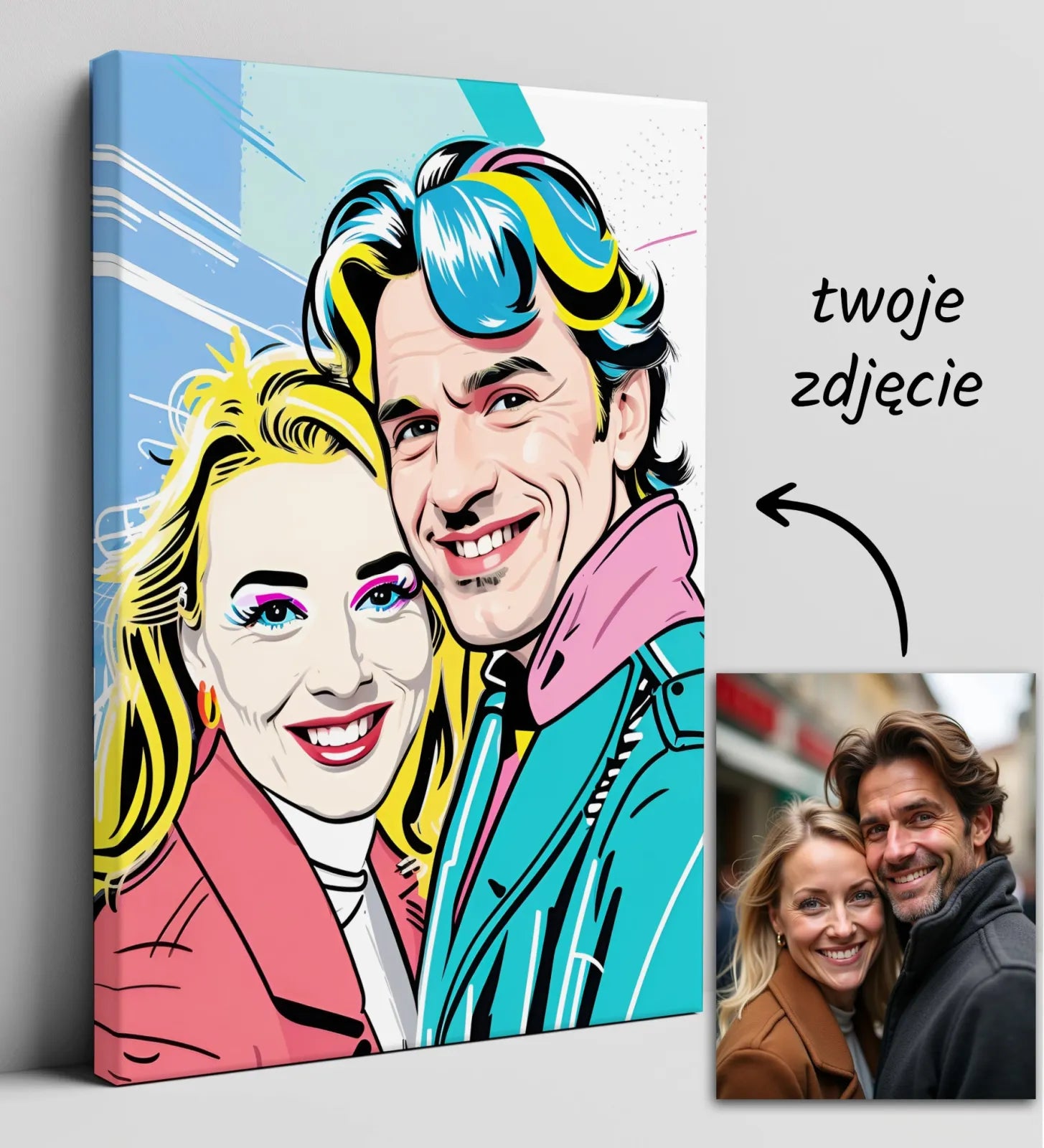 Pop art portret pary na płótnie w stylu Obraz ze zdjęcia w stylu pop-art