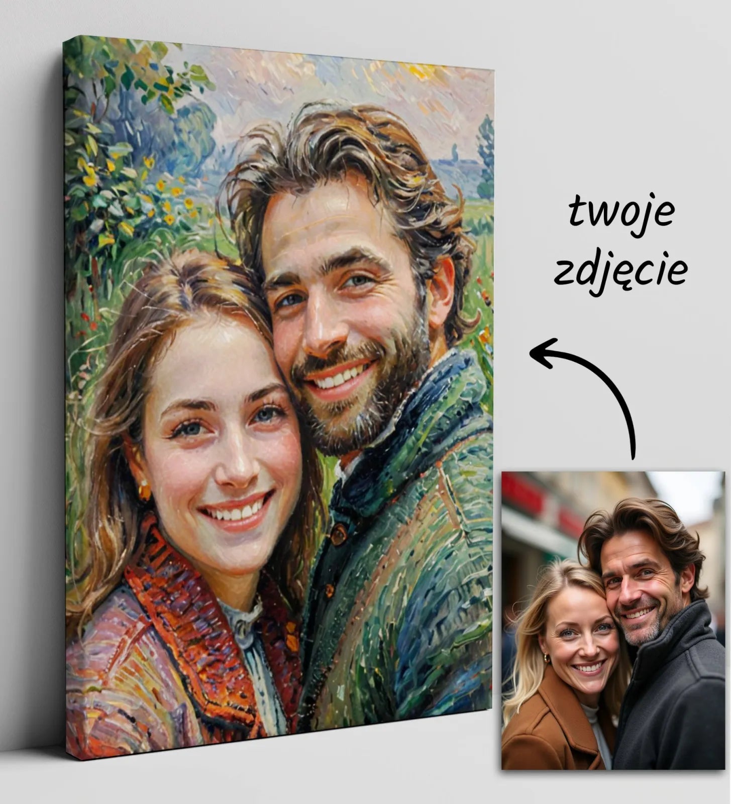 Customizable para obraz na płótnie dla par w stylu realistycznego impresjonizmu