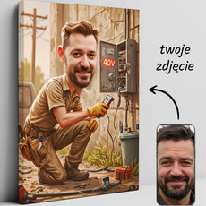 Personalizowana grafika dla elektryka z motywem cyfry urodzin na płótnie