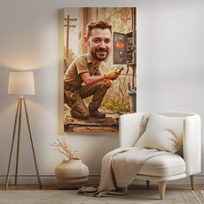 Personalizowana grafika dla elektryka z motywem cyfry urodzin na płótnie