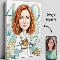 Personalizowana karykatura farmaceutki na 40 urodziny glowne
