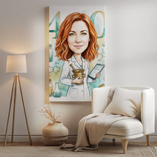 Personalizowana karykatura farmaceutki na 40 urodziny mockup 2