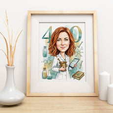 Personalizowana karykatura farmaceutki na 40 urodziny mockup 3