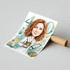 Personalizowana karykatura farmaceutki na 40 urodziny mockup 4