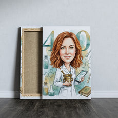 Personalizowana karykatura farmaceutki na 40 urodziny mockup 5