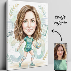 Pomysł na prezent dla siatkarki – personalizowana karykatura ze glowne