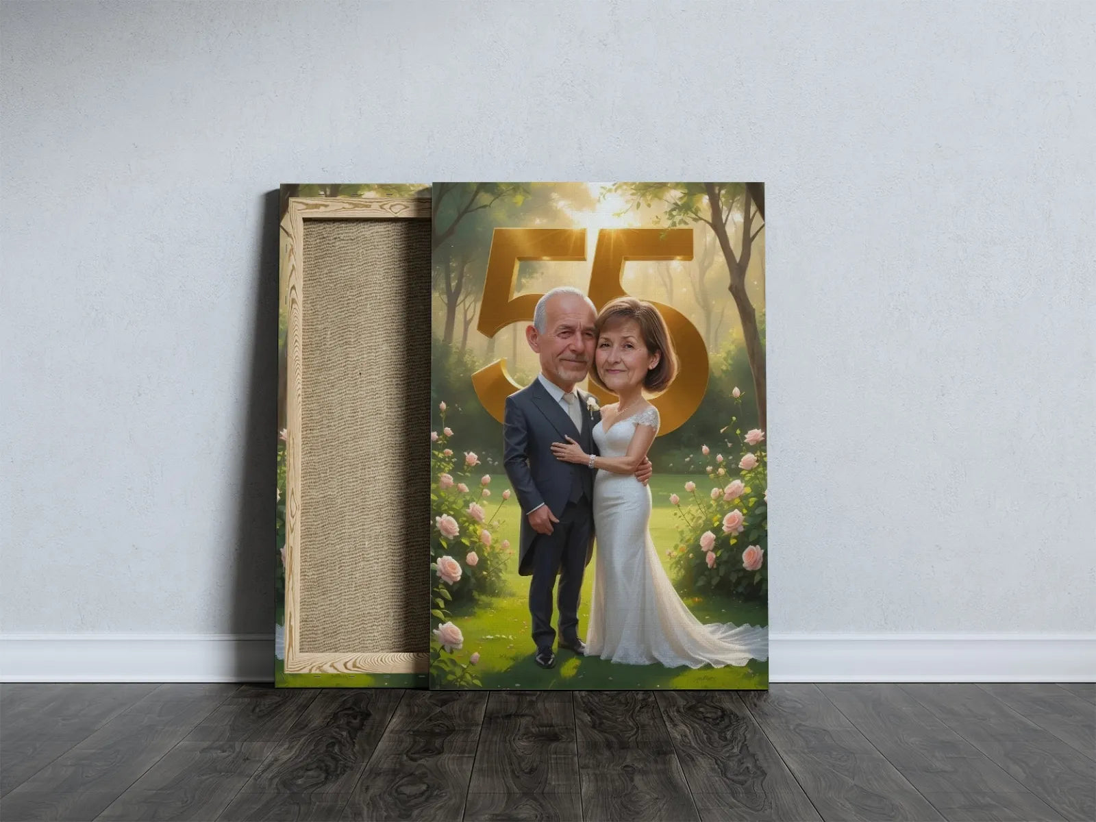 Personalizowany portret olejny na rocznicę ślubu z karykaturą na płótnie