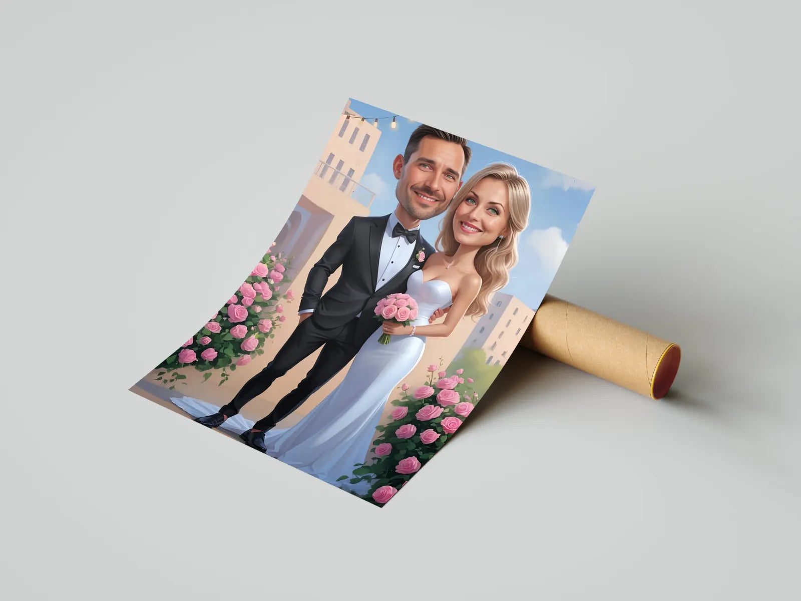 Personalizowany portret Pary Młodej w stylu glamour, idealny na prezent weselny