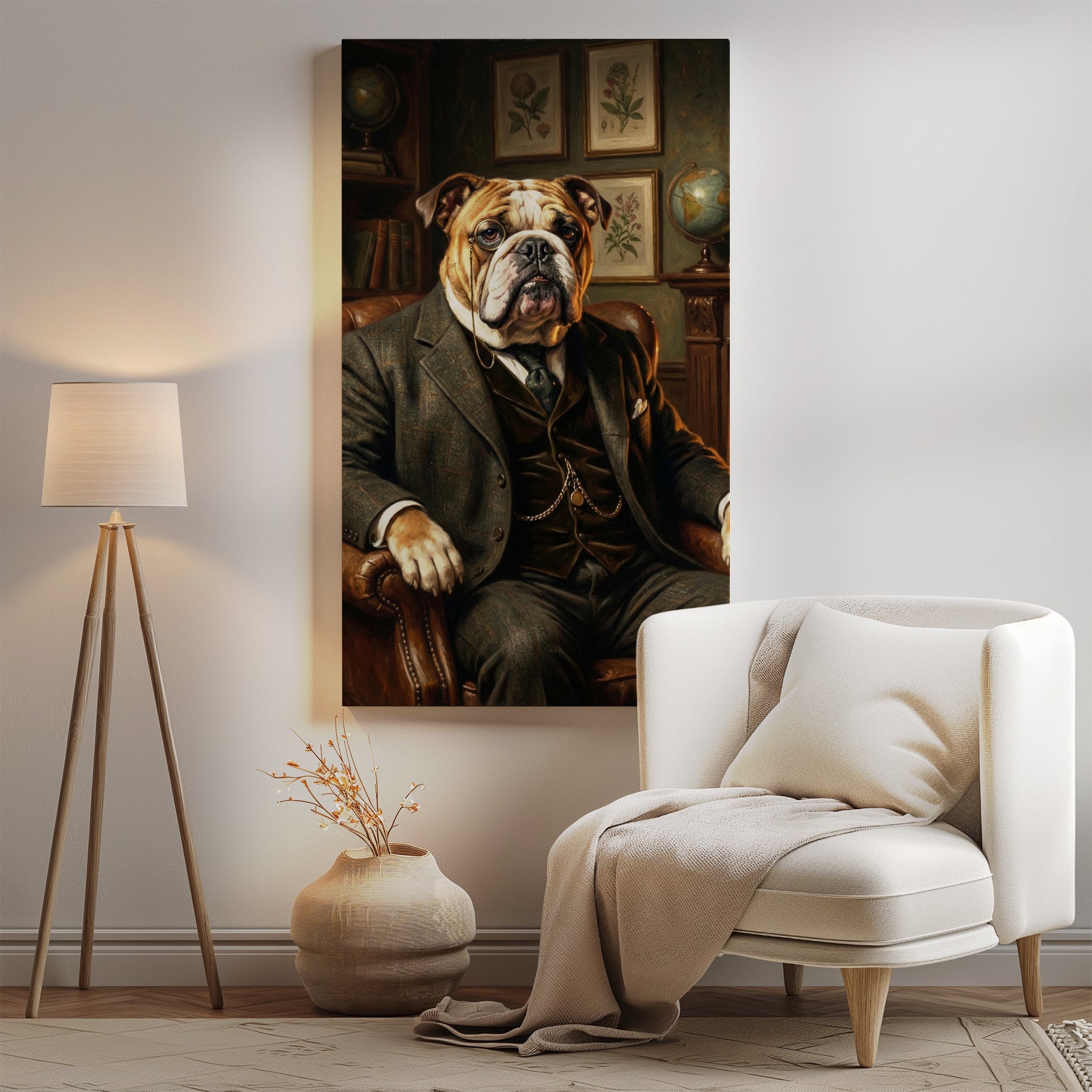 Portret psa dżentelmena w gabinecie mockup 0