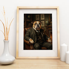 Portret psa dżentelmena w gabinecie mockup 1
