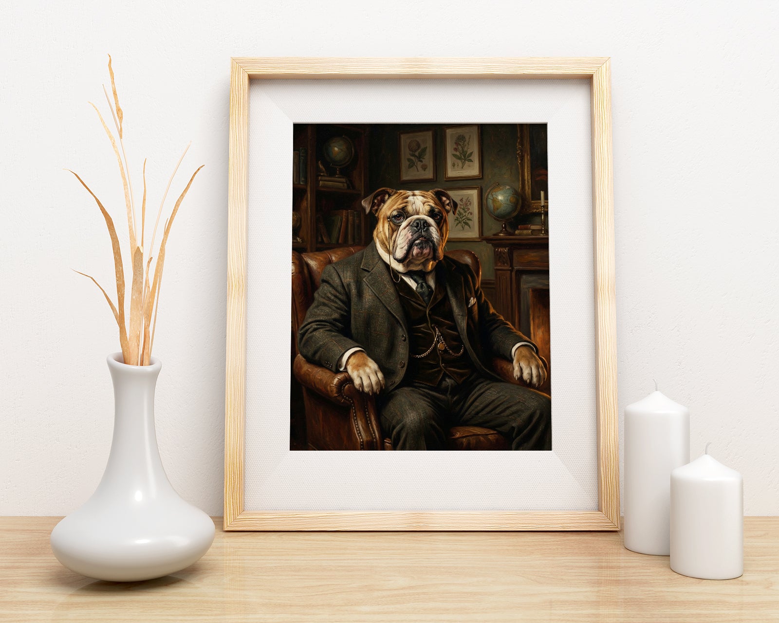 Portret psa dżentelmena w gabinecie mockup 1