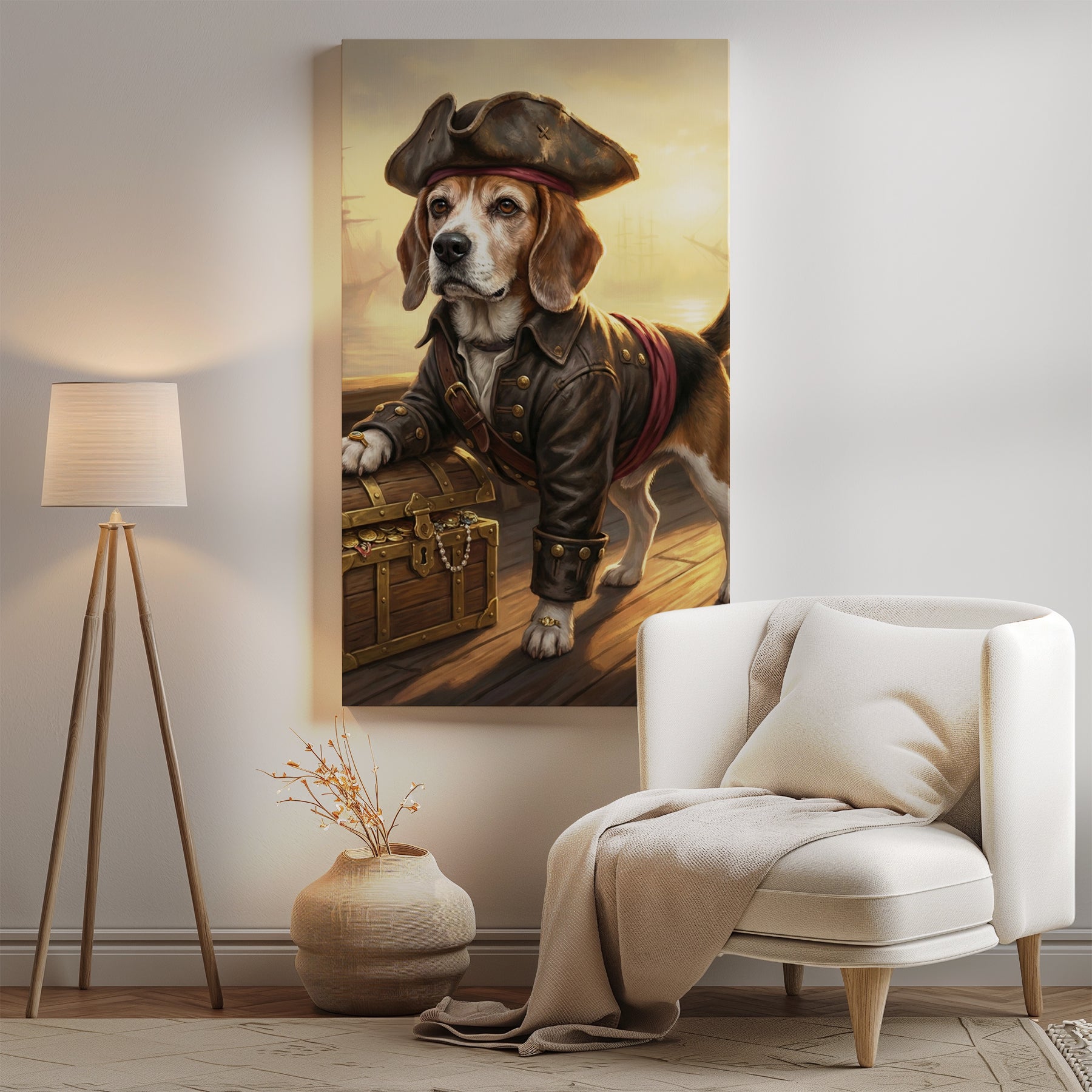 Personalizowany portret psa pirata na statku mockup 0