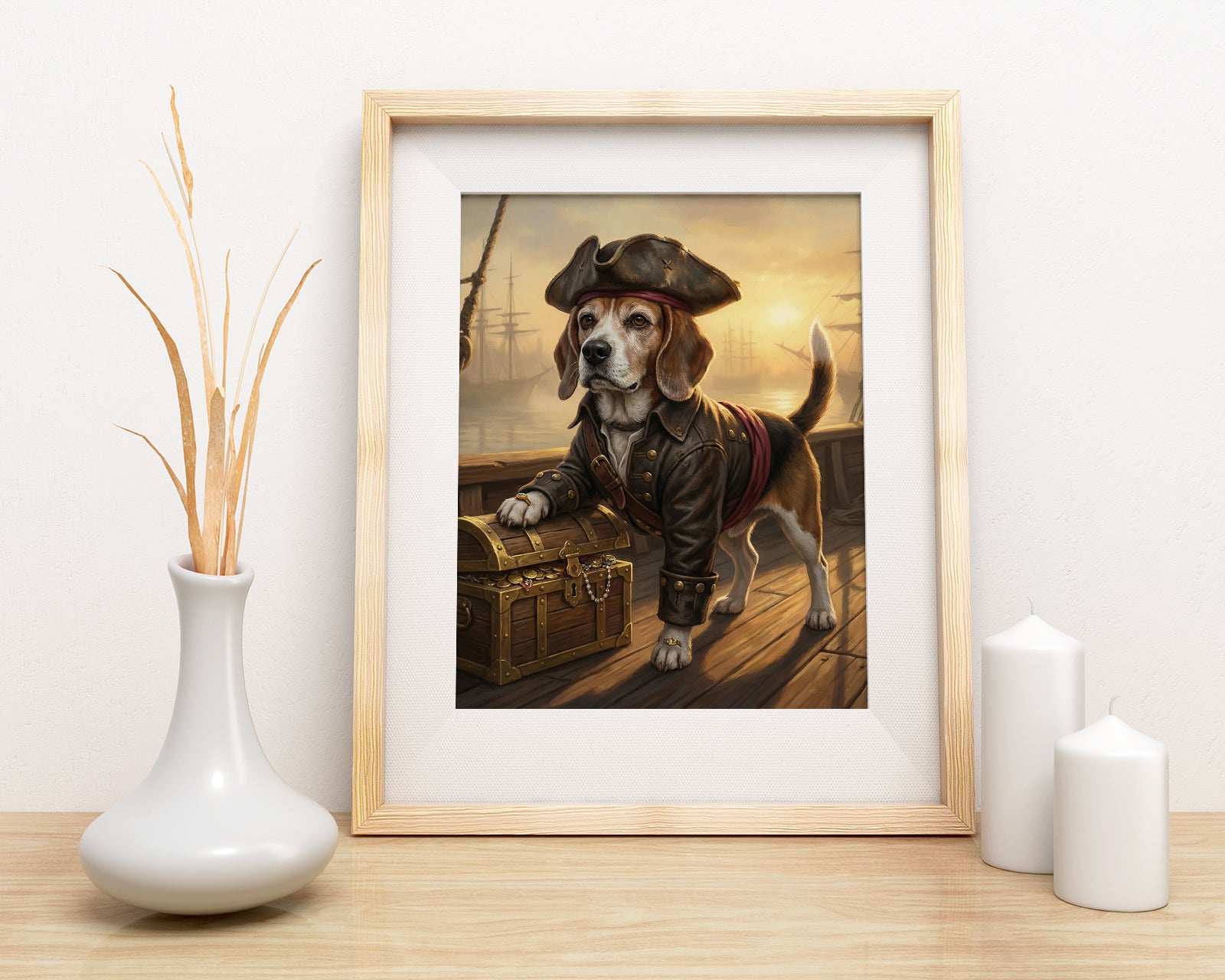 Personalizowany portret psa pirata na statku mockup 1