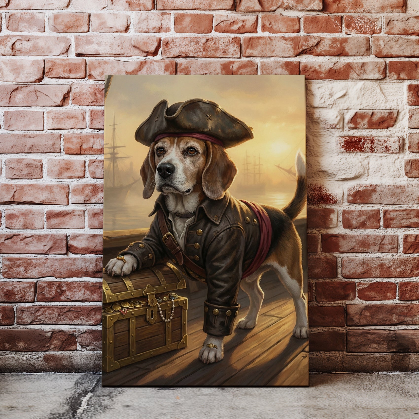 Personalizowany portret psa pirata na statku mockup 2
