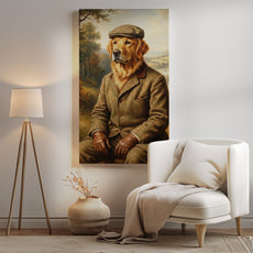 Portret psa myśliwego w eleganckim stroju mockup 0