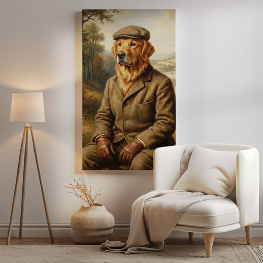 Portret psa myśliwego w eleganckim stroju mockup 0