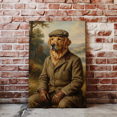 Portret psa myśliwego w eleganckim stroju mockup 2