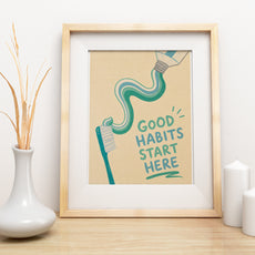 Plakat do łazienki Good Habits Start Here glowne