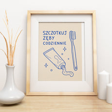 Plakat do łazienki Szczotkuj zęby codziennie mockup 2