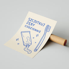 Plakat do łazienki Szczotkuj zęby codziennie mockup 3