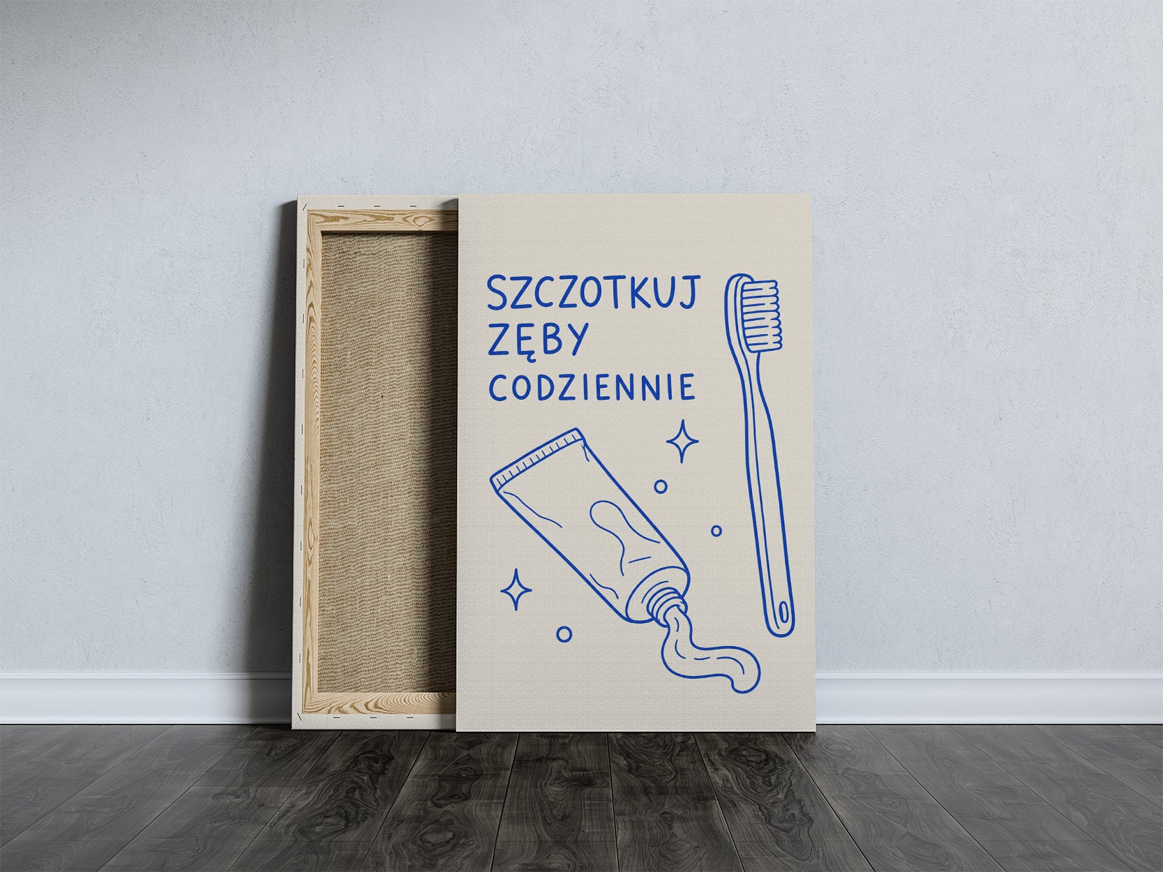 Plakat do łazienki Szczotkuj zęby codziennie mockup 4