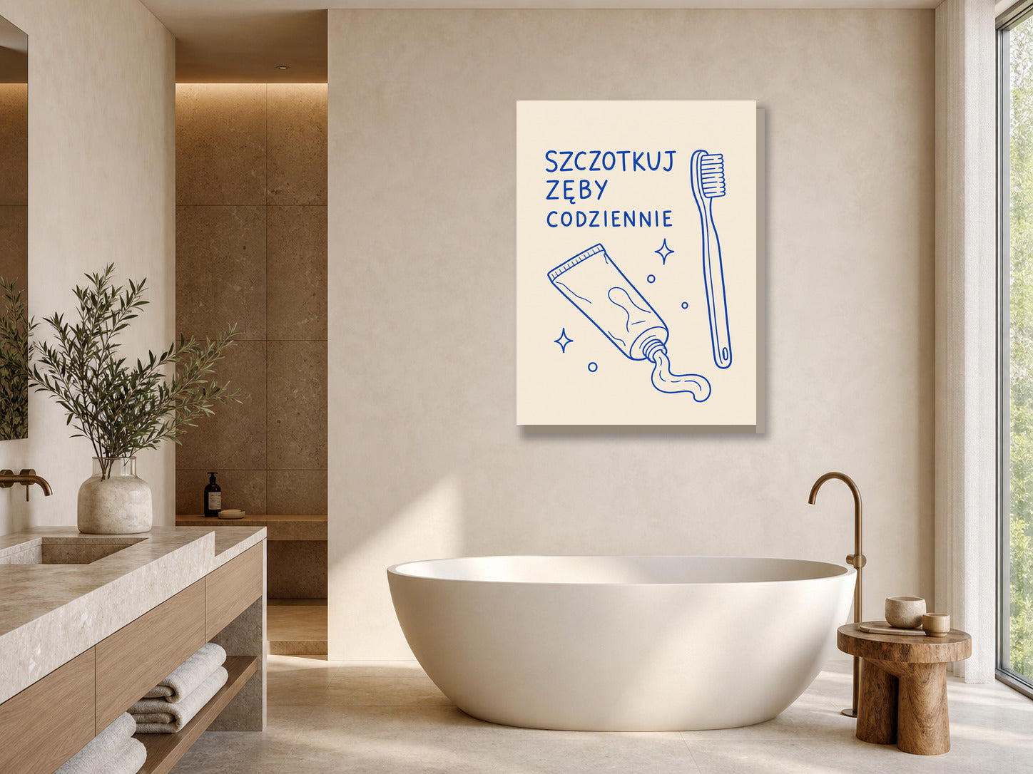 Plakat do łazienki Szczotkuj zęby codziennie mockup 1