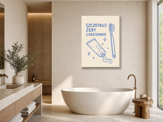 Plakat do łazienki Szczotkuj zęby codziennie mockup 1