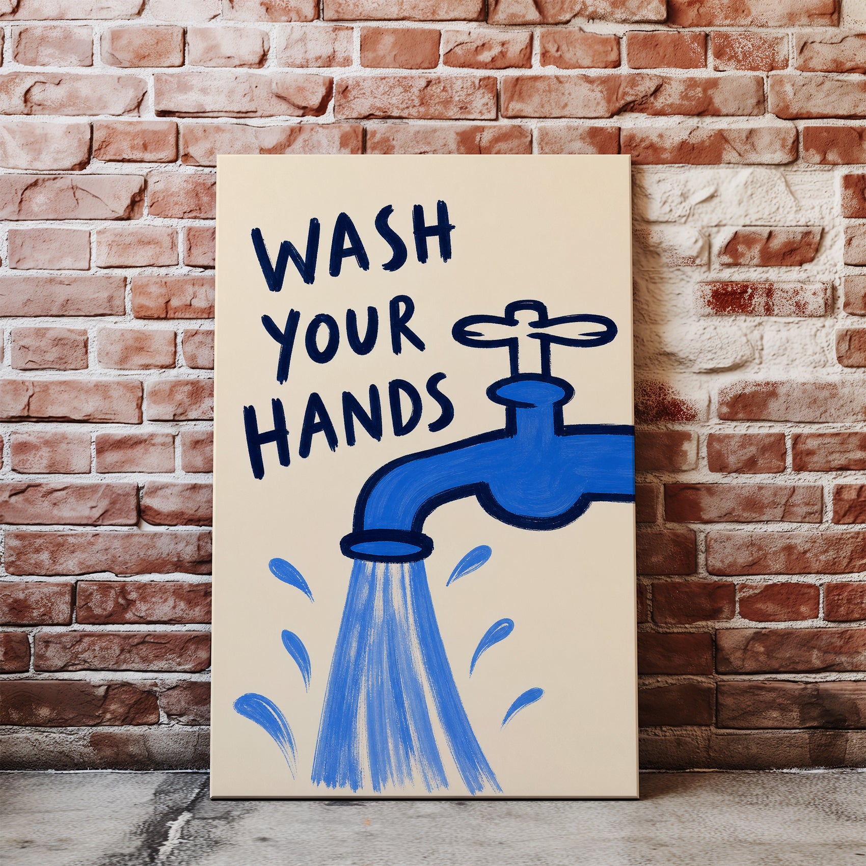 Plakat do łazienki Wash Your Hands z kranem glowne