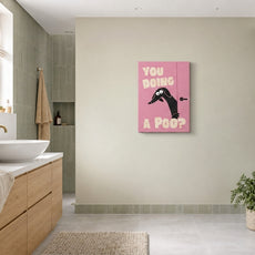 Plakat do łazienki You Doing a Poo? z jamnikiem mockup 2
