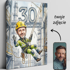 Pomysł na prezent dla alpinisty przemysłowego - karykatura ze zdjęcia glowne