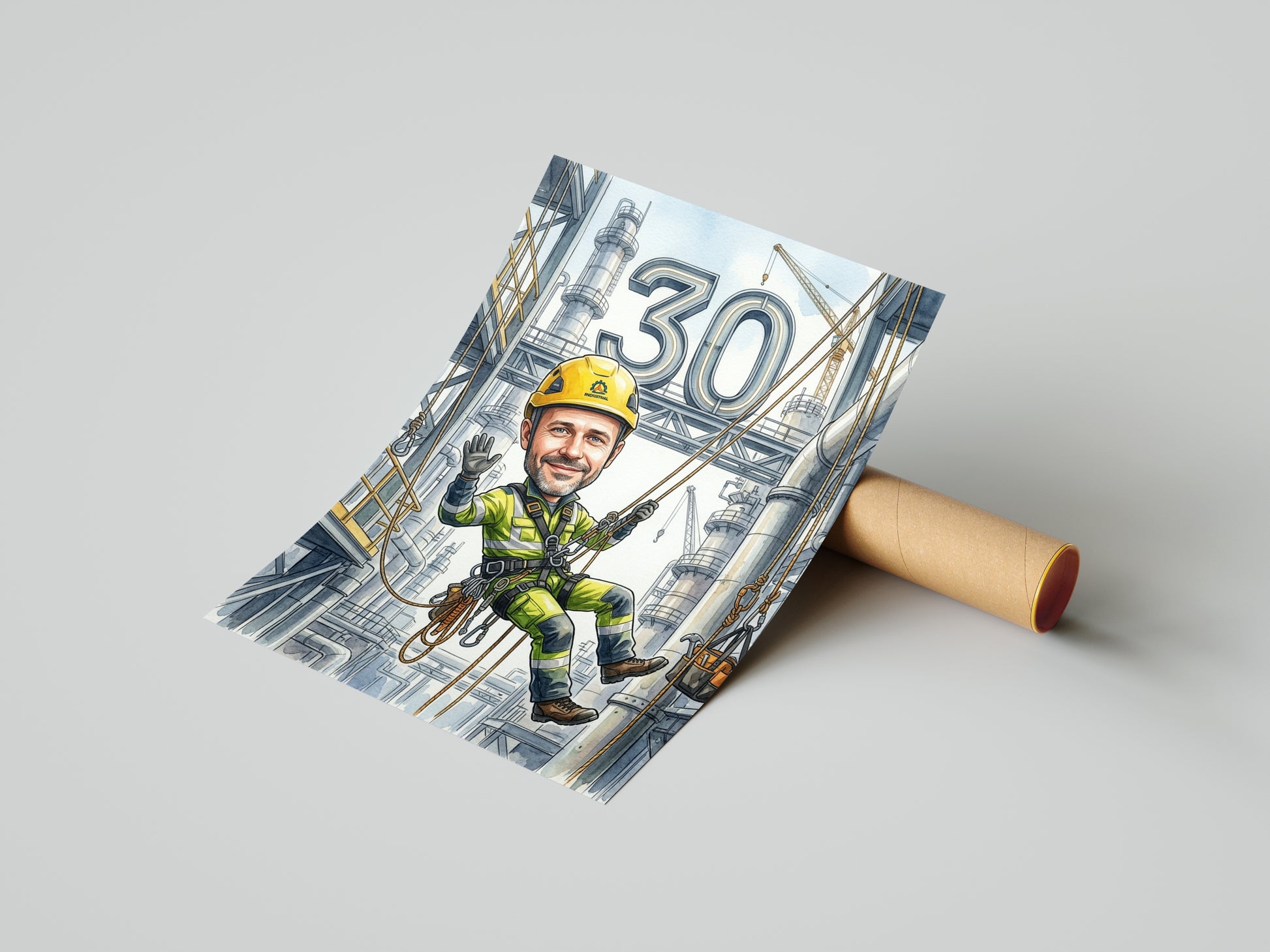 Pomysł na prezent dla alpinisty przemysłowego - karykatura ze zdjęcia mockup 4