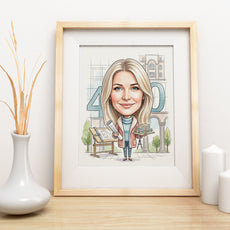 Karykatura architektki na 40 urodziny - personalizowany prezent mockup 3
