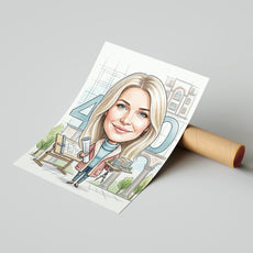 Karykatura architektki na 40 urodziny - personalizowany prezent mockup 4